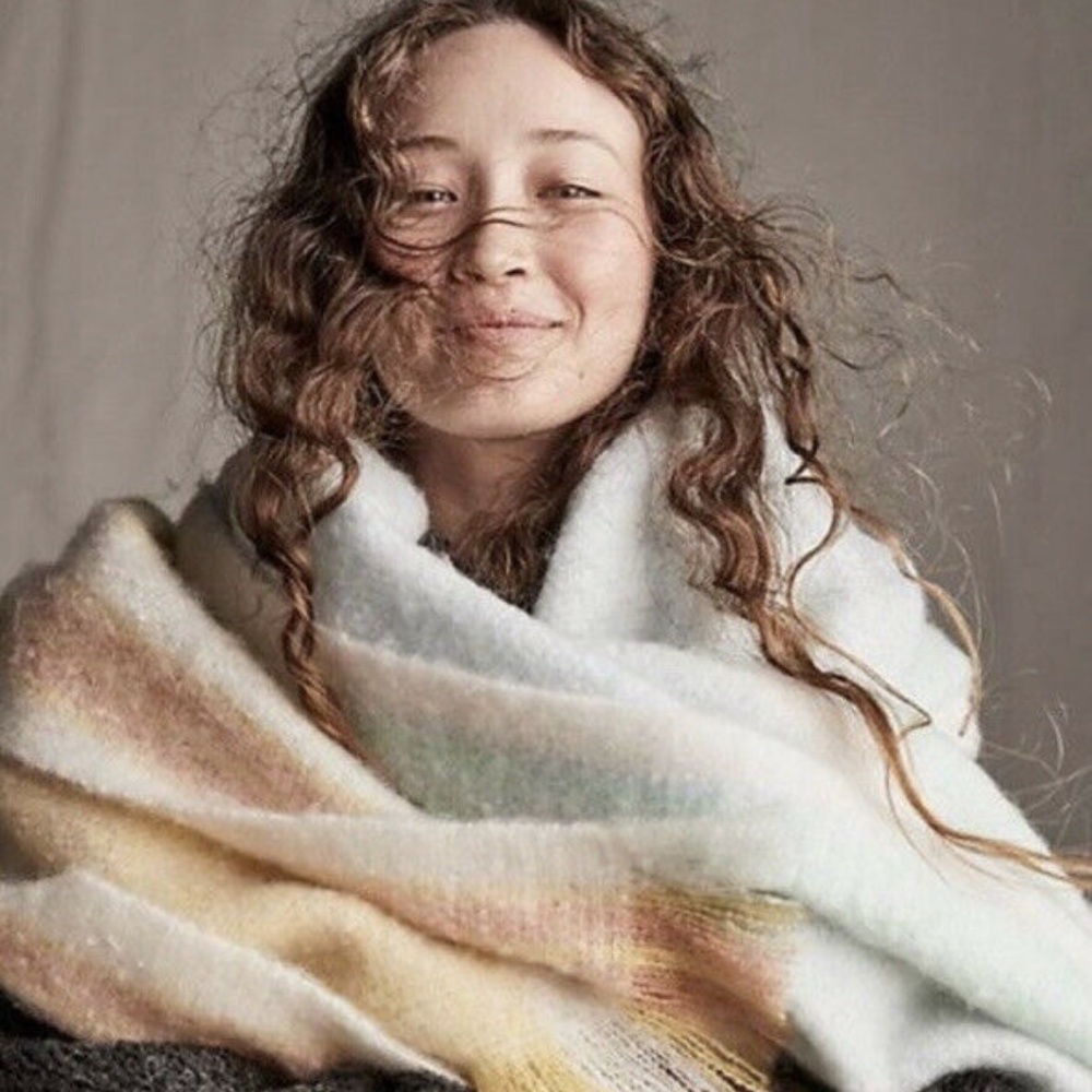 Free People Brushed Racer Stripe Blanket Scarf ~ NWT